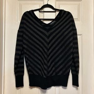Lane Bryant Black and Gray Striped Sweater